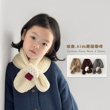 秋南 韩国儿童围巾冬季交叉针织男女童加厚保暖护颈宝宝围脖批发