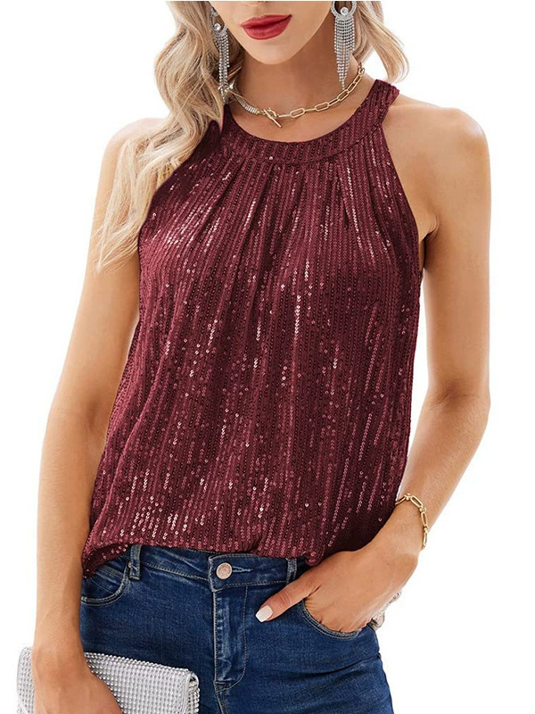 Women's Sequin Vest, European Style, Lifting Effect — Multi-color Sizes S–XXL