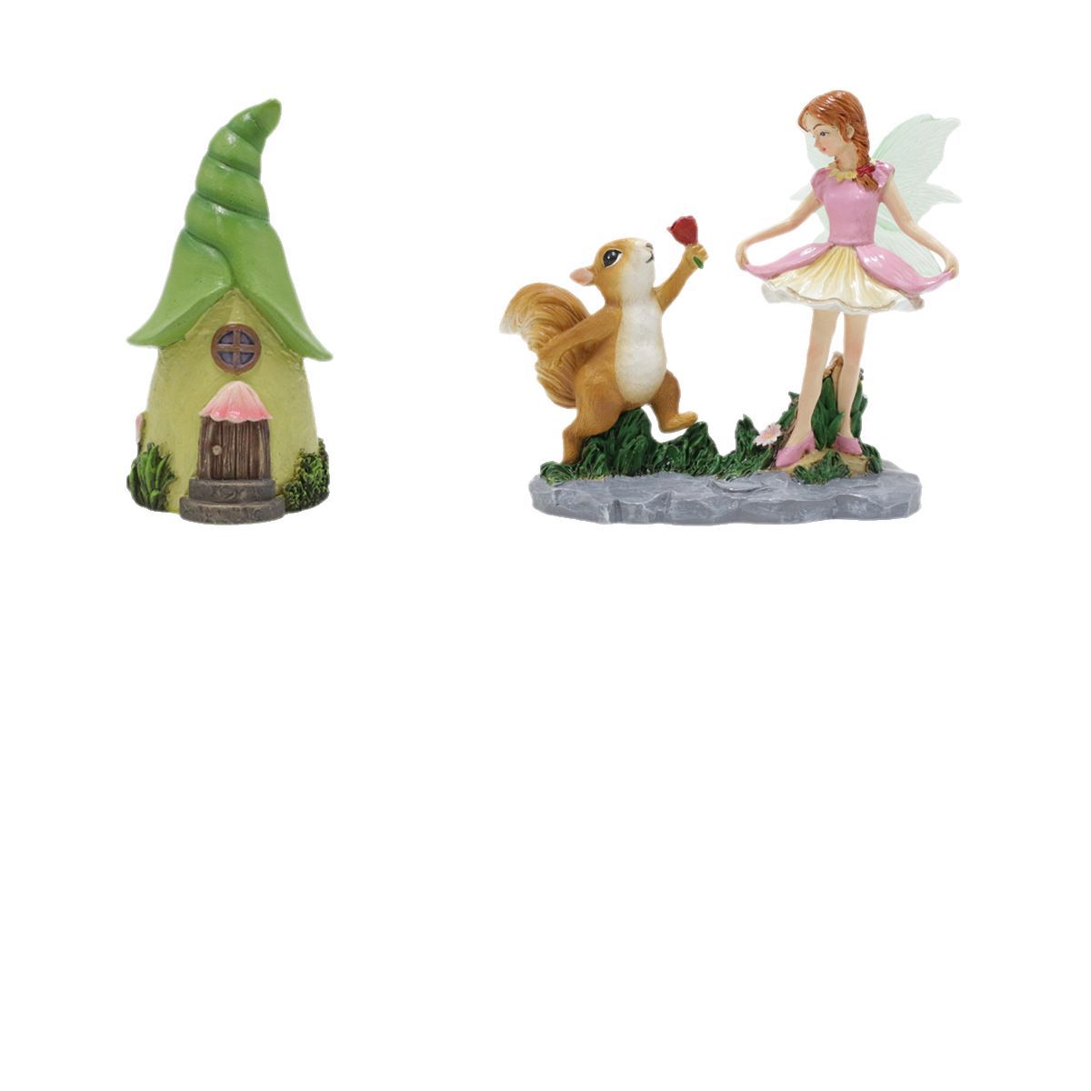  Outdoor Garden Courtyard Luminous Wings Flower Fairy Cartoon Angel Play Rocker Ornaments Resin Crafts