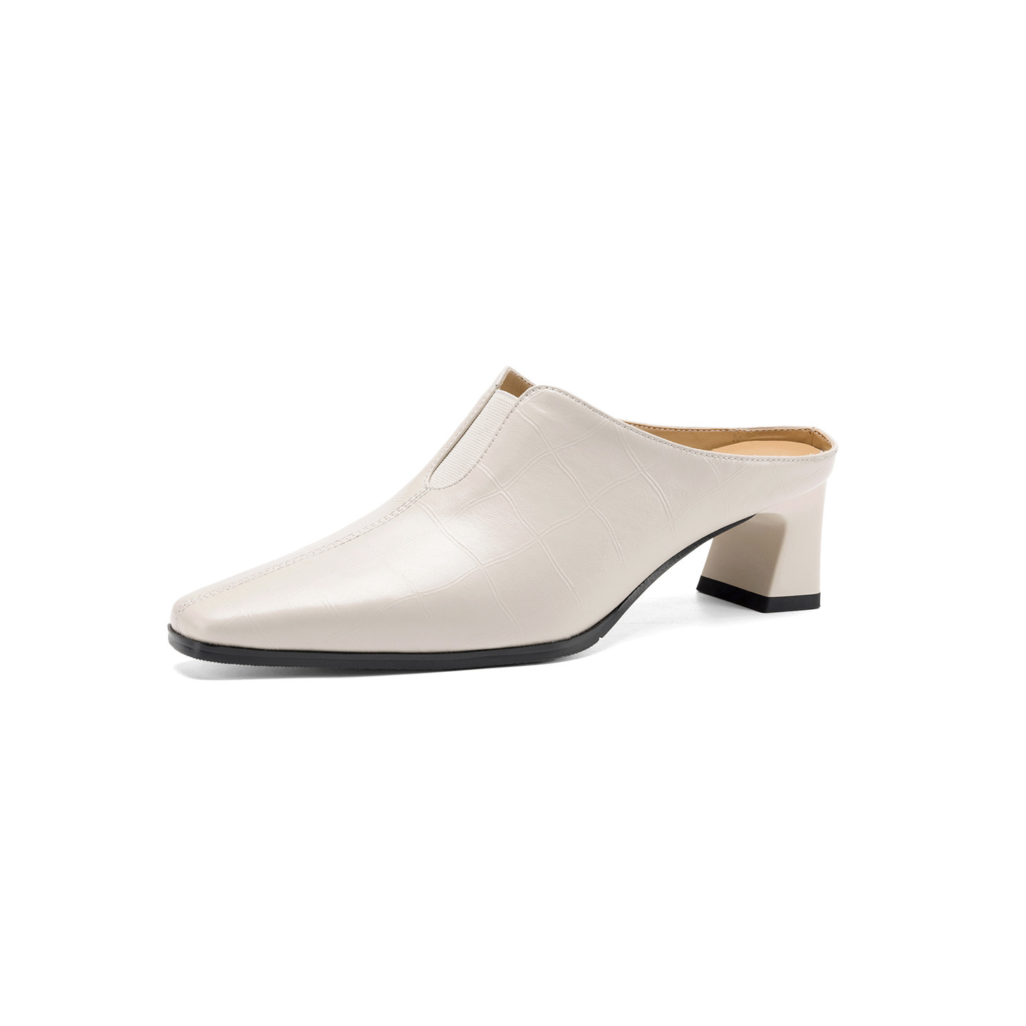 Sandal cao gót nữ mũi nhọn quai ngang gót 5 cm — đen
