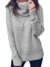 P 13921 Solid Color High Neck Knitted Sweater ��ɫ������֯��