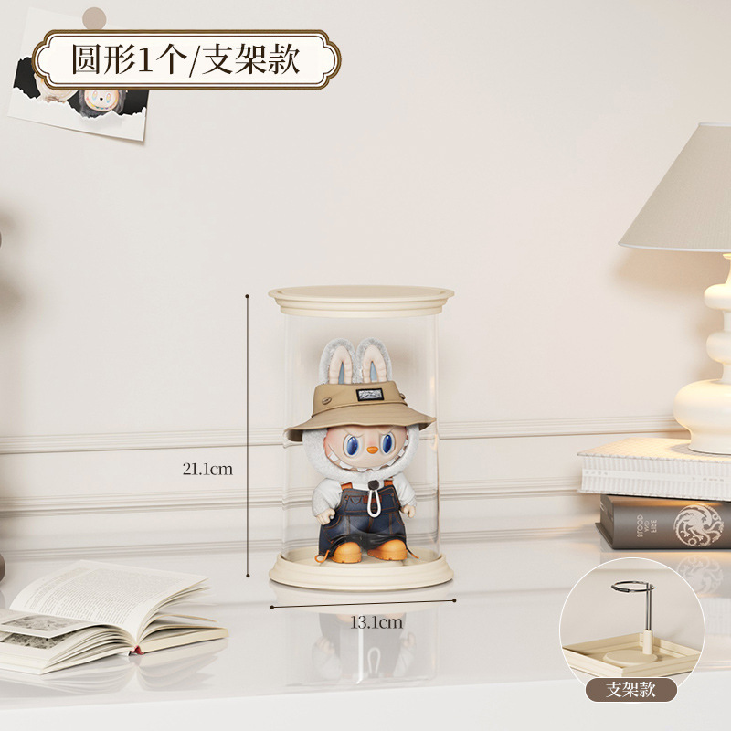 罗马柱盲盒收纳展示架单个labubu搪胶娃娃手办透明防尘展示柜盒子|undefined