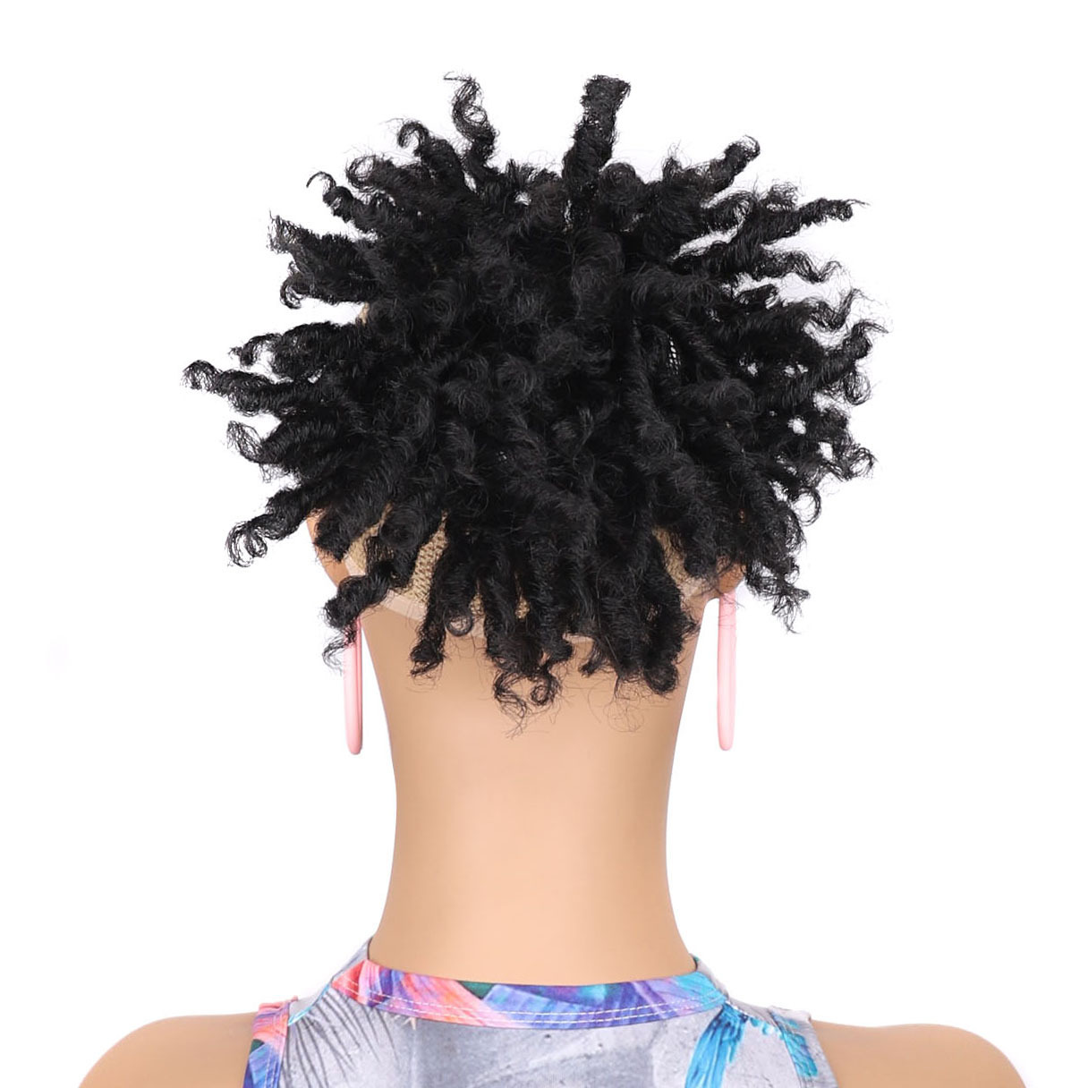 Capelli sintetici a tubo corto ricci sporchi intrecciati Borsa per capelli esplosiva soffice con tasca in rete con corda da tirare_voghion.com