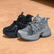 新品高帮复古风老爹鞋女秋冬季新款潮流轻便厚底增高百搭休闲女鞋