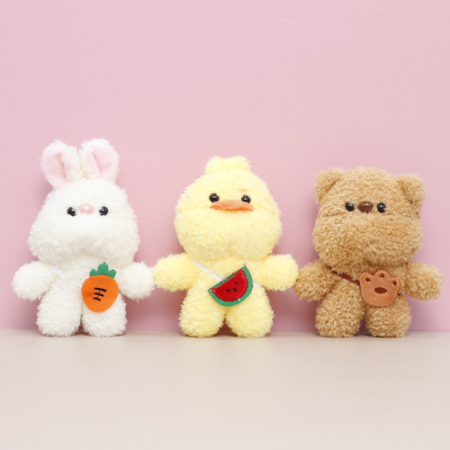Plush toys, cute bear dolls, rabbit dolls, girls school bags, small pendants, keychain dolls wholesale