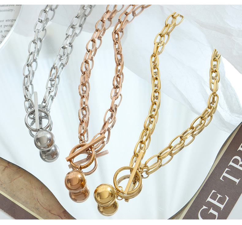 Fashion Geometric Bell Titanium Steel Necklace Patchwork Stainless Steel Necklaces