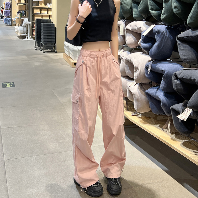 American-Style Quick-Dry Cargo Pants for Women, Summer Straight-Leg Wide-Leg Pants, Loose Casual Jogger Pants, Leg-Lengthening High-Waisted Slimming Pants American-Style Quick-Dry Cargo Pants for Women, Summer Straight-Leg Wide-Leg Pants, Loose Casual Jogger Pants, Leg-Lengthening High-Waisted Slimming Pants
