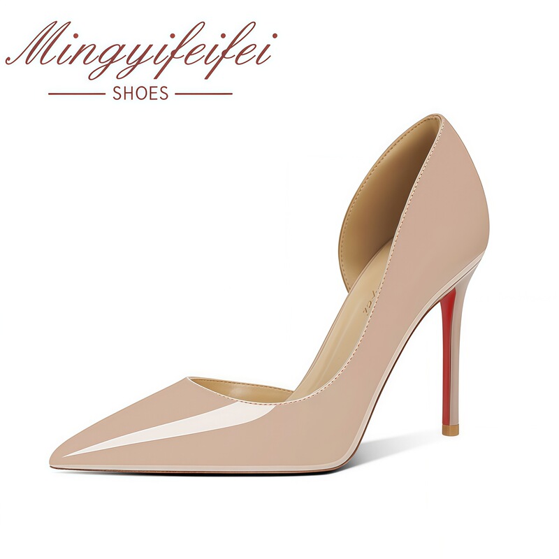 Sheepskin Version in Stock 2026 New Pointed Toe Side Cutout Stiletto Heels Soft Leather Red Sole Women's Summer Shoes Wholesale