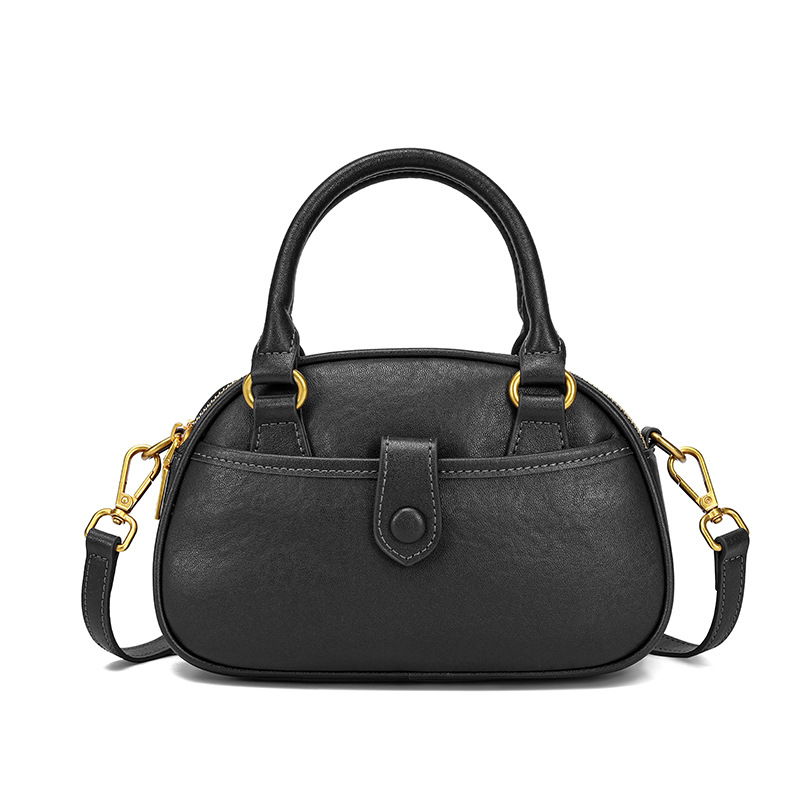 Genuine Leather Women's Small Bag 2025 New Arrival Vegetable Tanned Cowhide Niche Handbag Vintage Commuter Shoulder Crossbody Bag - Thumbnail 8