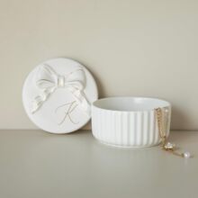 陶瓷首饰盒带蝴蝶结字母组合优雅饰品托盘圣诞礼物梳妆台美学装饰