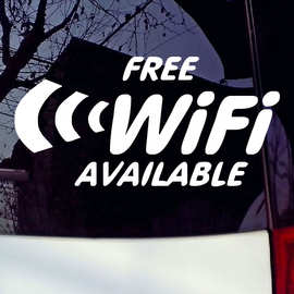 外贸欧美反光汽车贴纸图片FREE WIFI AVAILABLE免费wif个性创意