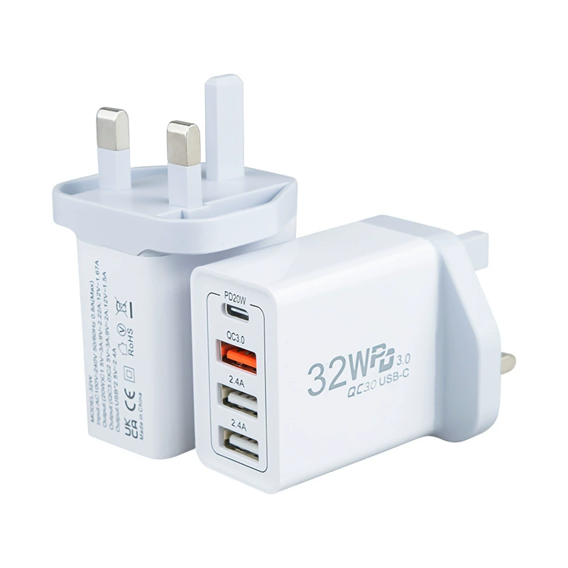 Кросс‑бордер эксклюзивный 32W многоразъемная USB-быстрая зарядка для мобильного телефона 3U+1C быстрая зарядка совместима с адаптером Type-C