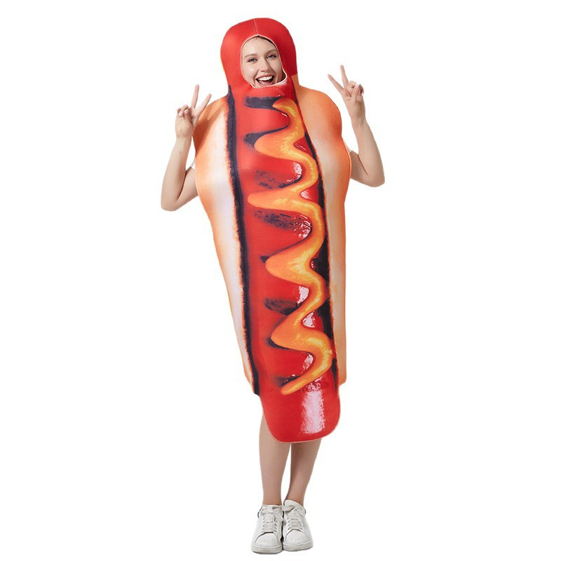 Halloween Adult Costume Hot Dog Playing Costume Funny Real Object Cosplay Children Stage Performance Carnival Costume