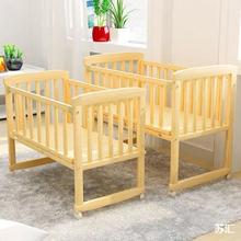森林木屋儿童床实木婴儿床拼接小户型民宿亲子房双胞胎多功能书桌