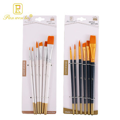 攀文博跨境6支白杆木質尼龍毛畫筆套裝學生用美術繪畫水粉油畫筆