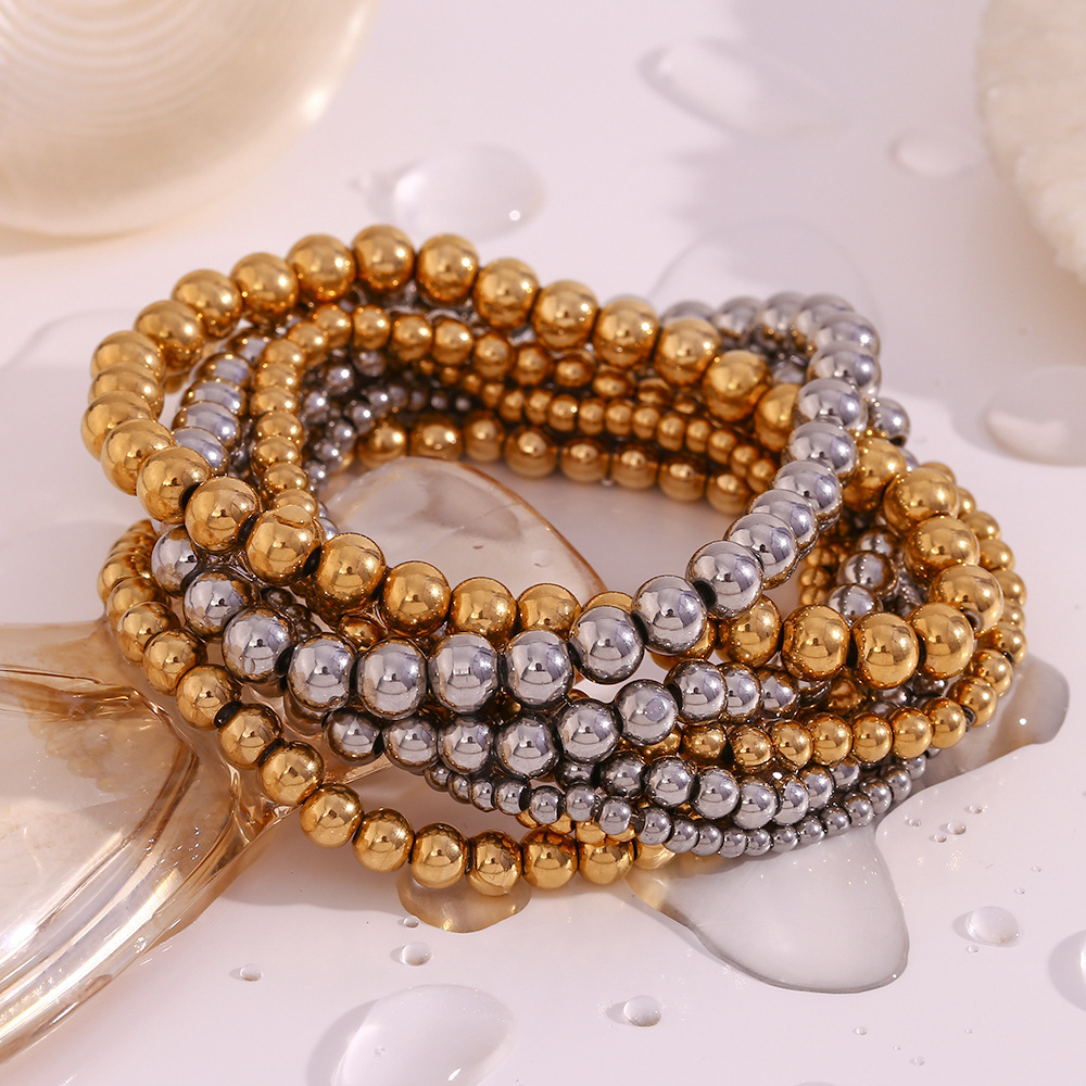 27g Weight Bracelets Classification 316L Stainless Steel Chain Material 1 Piece Quantity Anniversary, Party, Street Occasion 316L Stainless Steel Material Geometric Pattern Women's Gender Lady Style Waterproof Non Tarnish, Surgical Steel, Beaded, Plating Craft 316L Stainless Steel Geometric Waterproof Non Tarnish Surgical Steel Lady Bracelets For Women's 无