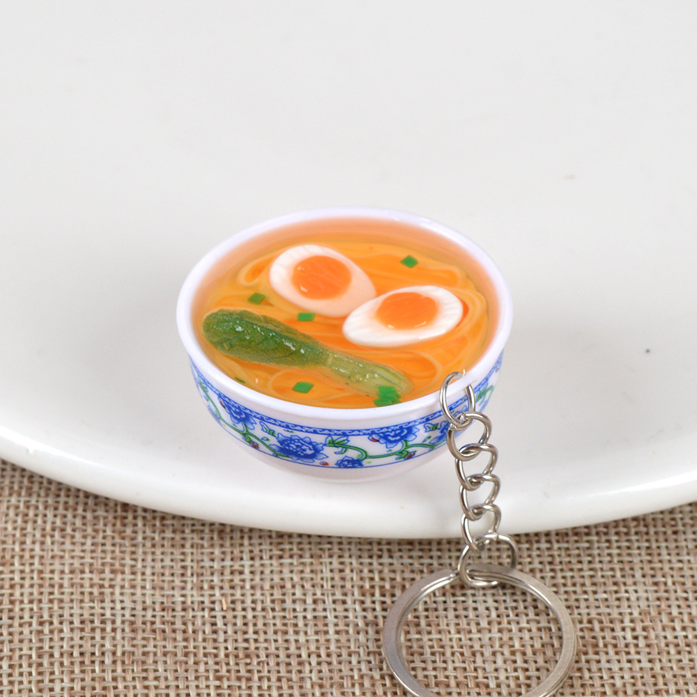 Mini cocina para niños comida y juego simulación pequeño tazón fideos llavero divertido simulación comida juguete regalo del estudiante