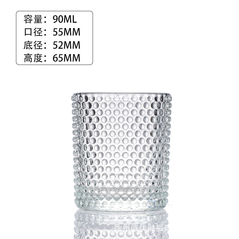メーカー卸売エンボス加工透明ガラスキャンドルカップ小さな燭台カップ家庭用レトロなアロマセラピー雰囲気装飾品|undefined