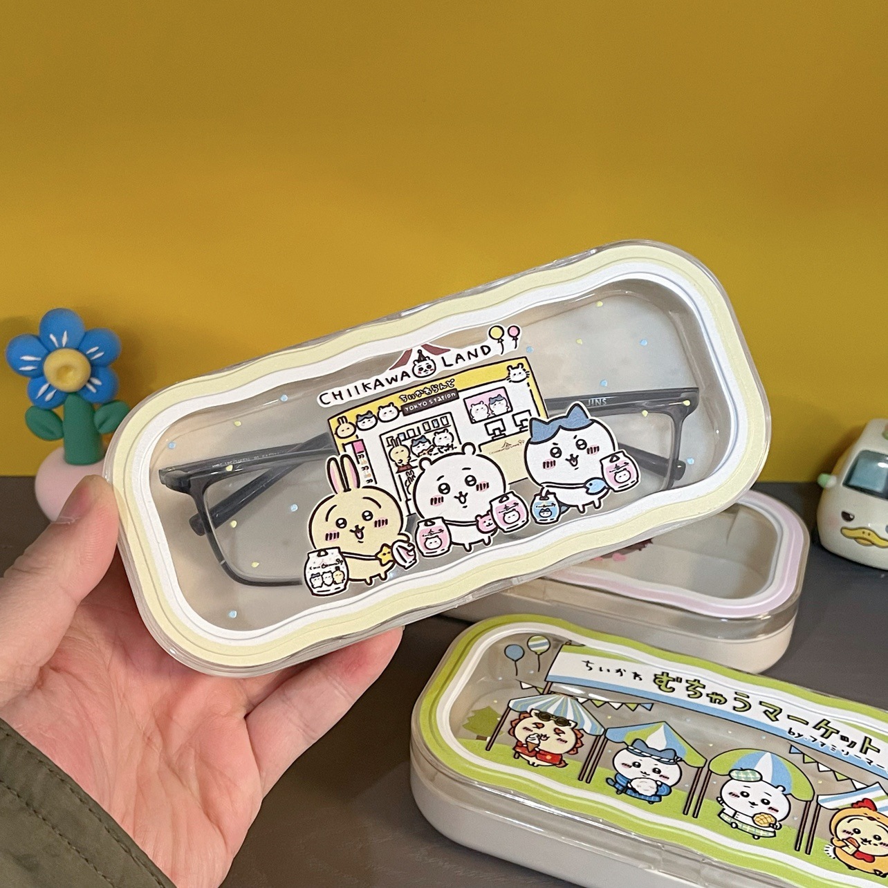 Estuche para gafas moderno con un toque de alta gama, diseño ondulado y bonito, estuche transparente portátil para gafas, estuche para gafas de miopía, estuche para gafas infantiles.