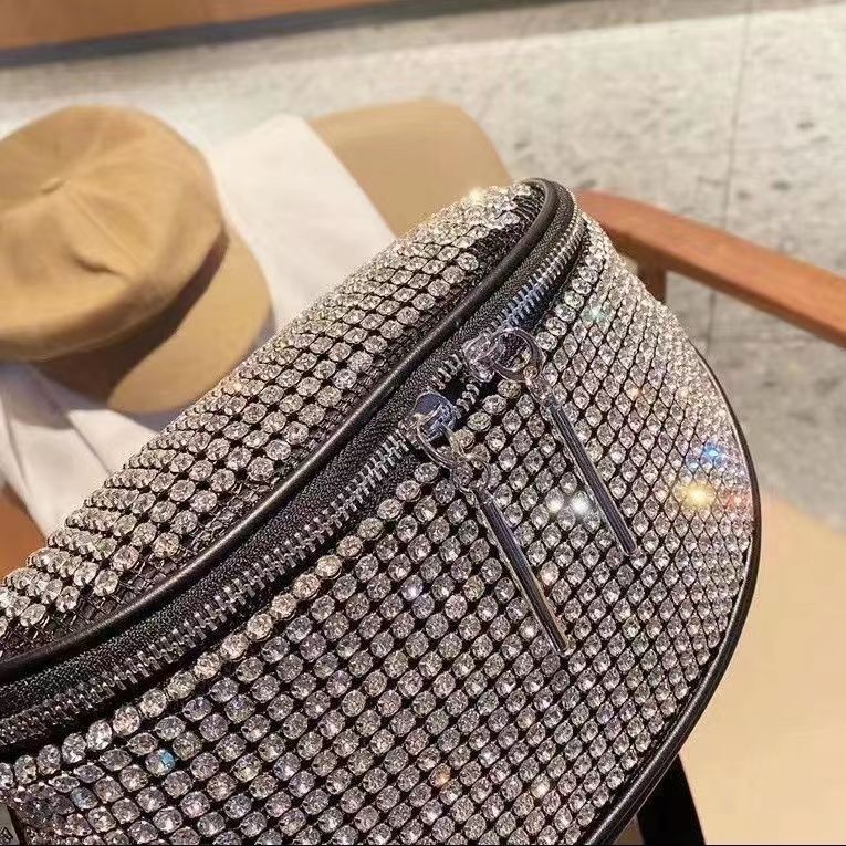 Nuova borsa da donna con quattro griffe tempestate di diamanti, borsa a tracolla da tenere a mano_voghion.com