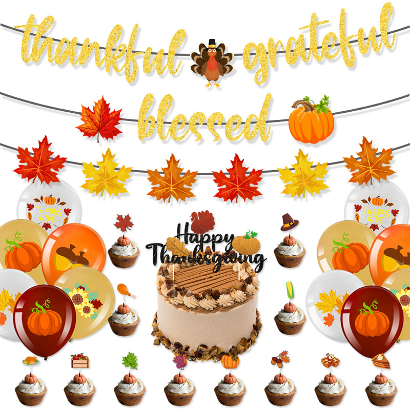 25 Cross-Border Thanksgiving Party Decorations Autumn Festival Party Banners Maple Leaf Garlands Balloon Set Wholesale Customization 25 Cross-Border Thanksgiving Party Decorations Autumn Festival Party Banners Maple Leaf Garlands Balloon Set Wholesale Customization
