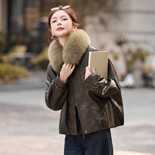 女式皮衣2025秋冬季新款大毛领加绒加厚休闲夹克PU皮外套女YB8971