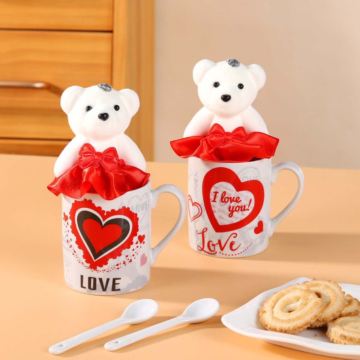Taza de cerámica de amor simple creativa taza de pareja regalo de promoción taza de agua logotipo taza de publicidad Qixia regalo personalidad image 4