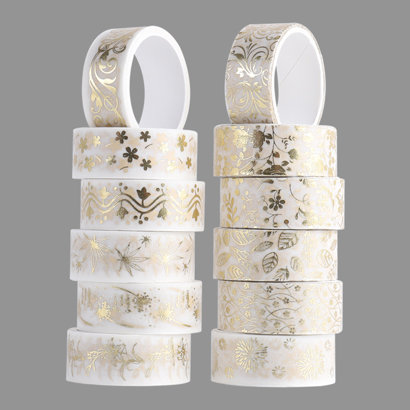 Yida Culture Cross-Border No-Makeup Series Gold-Embossed Washi Tape DIY Decorative Planner Stickers Creative Lifestyle Accessories