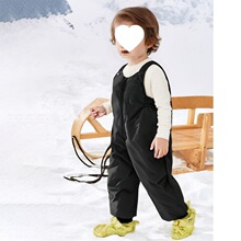 男女童三防羽绒裤冬季新款背带长裤幼童儿童宝宝加厚保暖白鸭绒棉