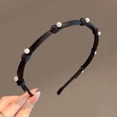 2023 Black Delicate Bow Pearl Hair Pin and Hair Band, Elegant and Versatile, High-End Little Shampoo Hair Accessory