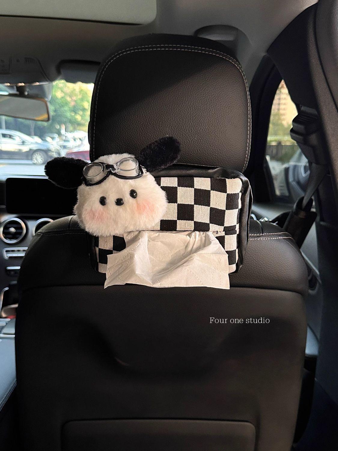 Cute car tissue box, tissue holder, little dog car hanging tissue bag, car decoration, dashboard ornament