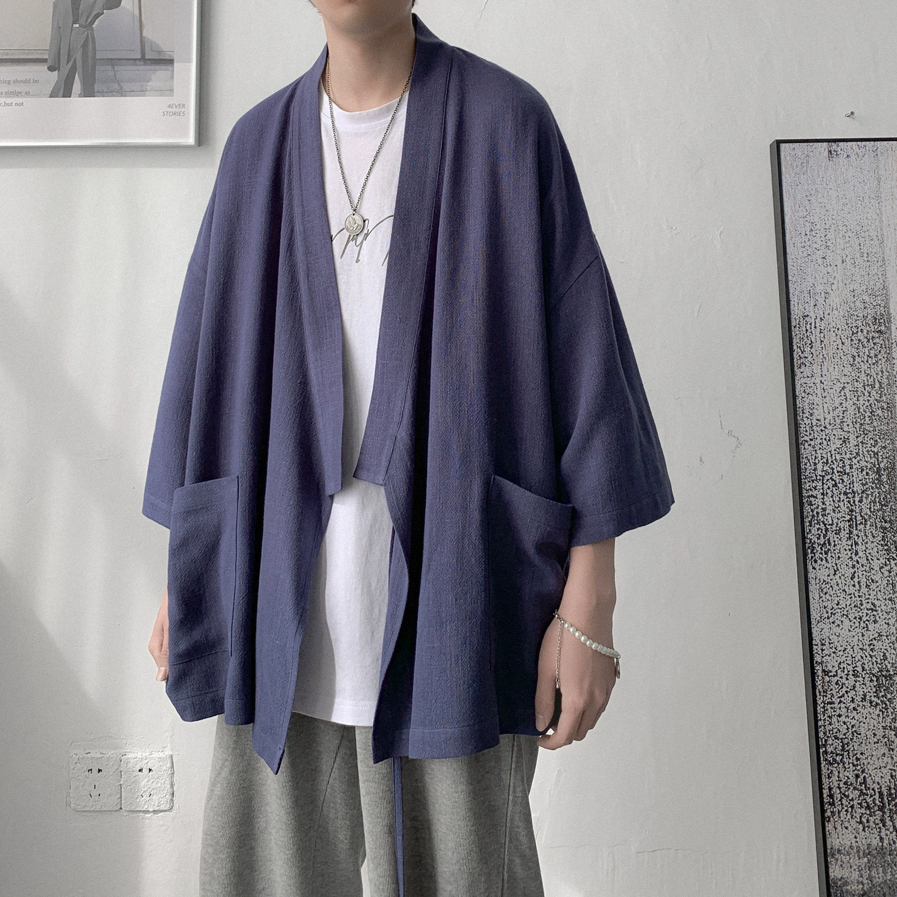 Shirt, thin trench coat for leisure, men's jacket, 2022, Korean style, oversize