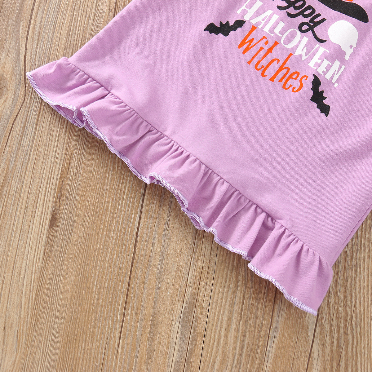 Halloween Fashion Pumpkin Letter Ruffles Cotton Girls Clothing Sets display picture 6