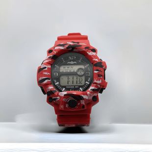 Trendy Round Camouflage Strap Large Dial Watch Student Multi-Functional Sports Electronic Watch 2024 New Model