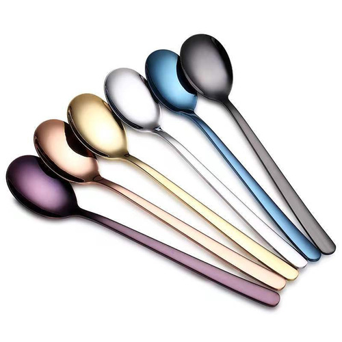 304 stainless steel Korean spoon household tableware spoon creative golden long handle stirring spoon eating and drinking spoon