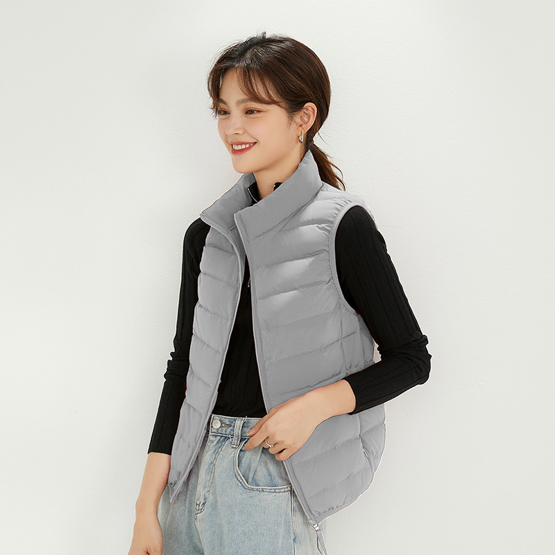 Cross-border export stand collar down vest women's new down liner light down vest inside and outside wear warm vest