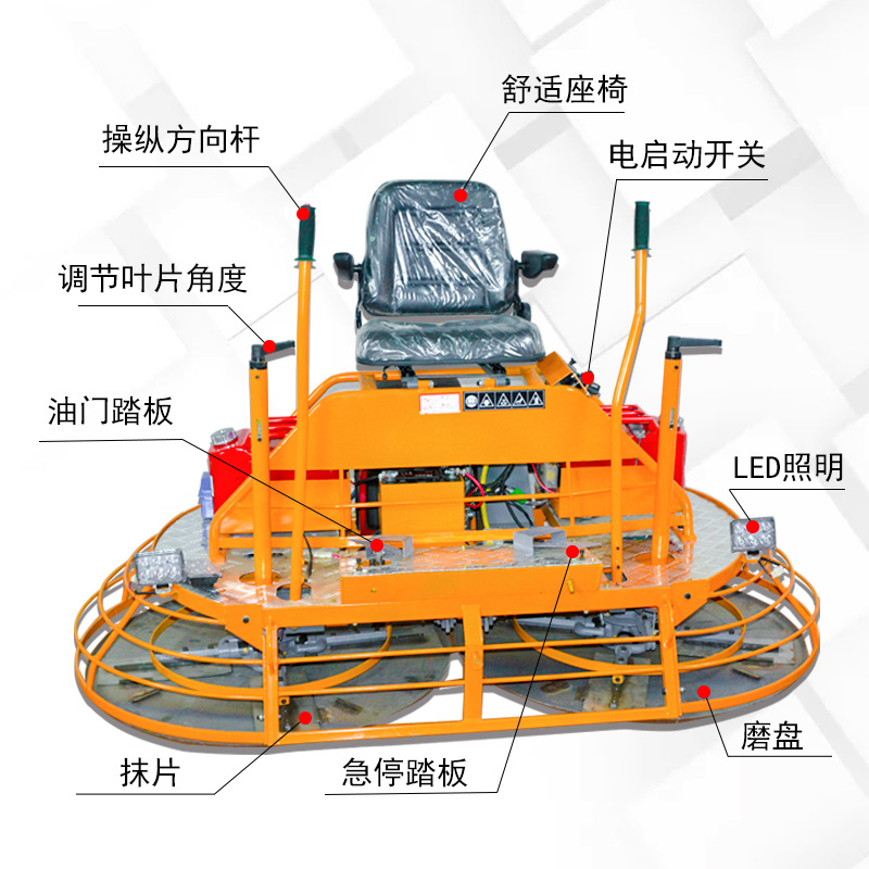 混凝土双盘座驾式抹光机 汽油水泥地面收光机 自动行走1米抹光机