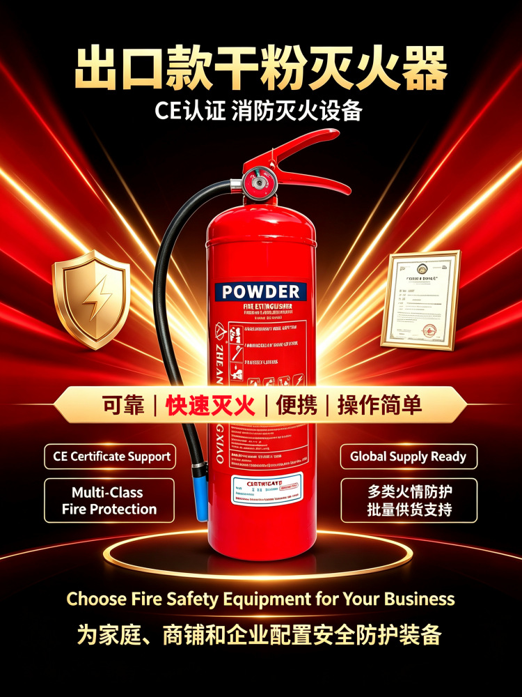 Dry powder fire extinguisher, English fire extinguisher, household portable fire extinguisher, car-mounted dry powder fire extinguisher, vehicle fire extinguisher, CE certified for export