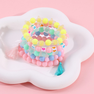 Children's Colorful Acrylic Beads Star Bracelet 6 Simple Fashion Cross-border Popular New Products