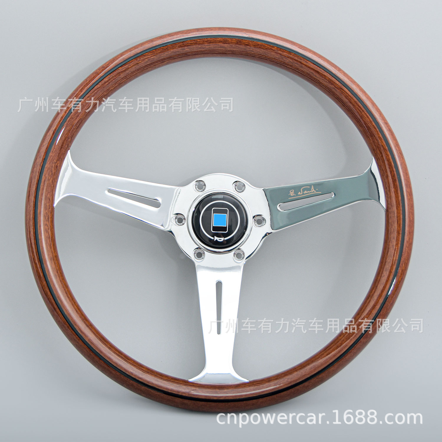 Factory Direct Sales Universal Car Electroplated Steering Wheel 14inch Modified Retro Peach Wood Color Steering Wheel