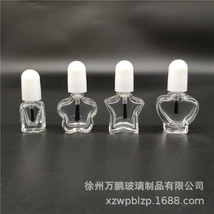甲油瓶小口透明指带毛刷白色盖美甲油胶瓶化妆品分装瓶玻璃空瓶