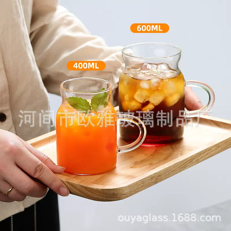 家用水杯玻璃杯带把手泡茶杯牛奶杯喝水杯子双层大容量耐高温产妇