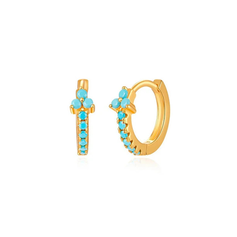 Cross-border European And American Personality Fashion Micro-inlaid Zircon Geometric Copper Earrings display picture 2