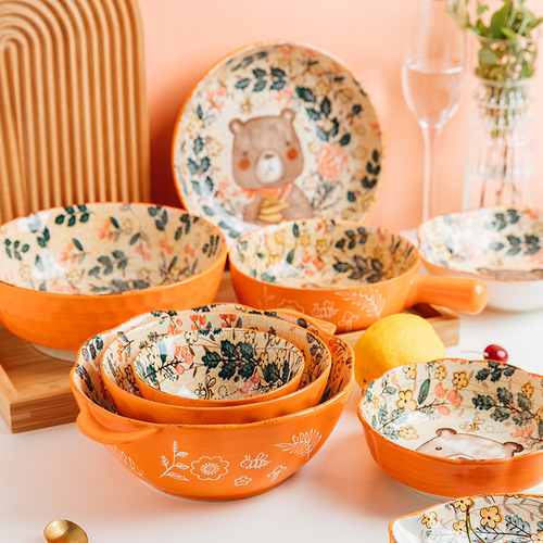 Xiaozuo bowl and plate set home creative Nordic ceramic bowl and chopsticks tableware set Internet celebrity bowl and plate combination