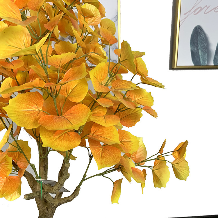 Simulación de árboles de ginkgo en macetas Ingeniería de jardines Paisajismo Árbol de ginkgo falso Varilla de plástico artificial Simulación de árboles de ginkgo en macetas