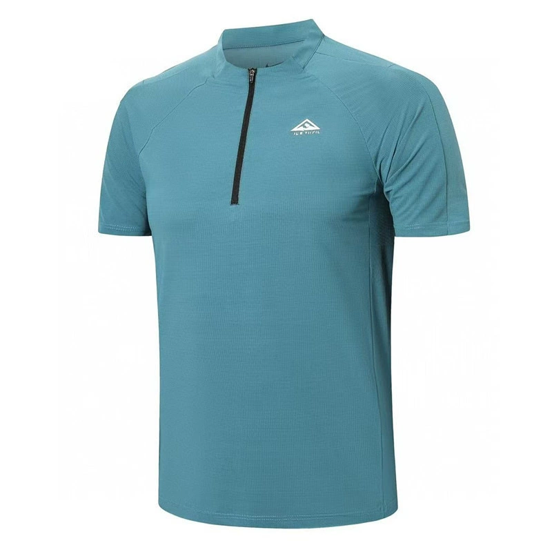 Солнцезащитная быстросохнущая спортивная футболка, летняя свободная мужская и женская повседневная одежда для фитнеса, езды на велосипеде, бега, воротник-стойка, половина тягового усилия