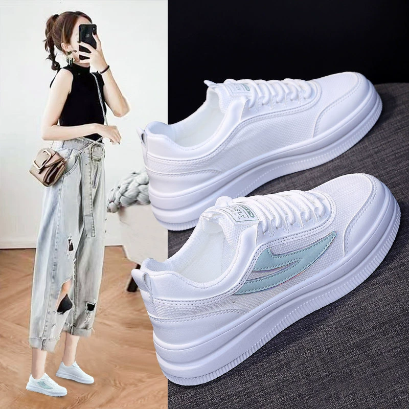 Модные универсальные белые туфли в Корейском стиле, женские новинки весны 2022 года, студенческие кожаные повседневные кроссовки, Женская дышащая женская Однослойная обувь