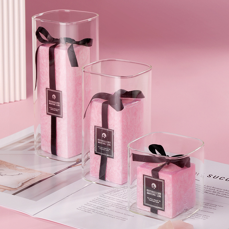 新款高硼硅玻璃蜡烛杯透明防尘罩婚礼扩香瓶耐高温香薰蜡烛玻璃杯