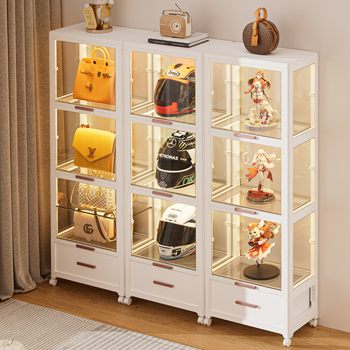 Hand-made LEGO display cabinet with light, finishing model, toys, home display shelf, storage building blocks, transparent storage box