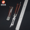 Retro Damascus Red sandalwood Butterfly knife bearing Folding knife Paw knife Walk away train Sandalwood Handle